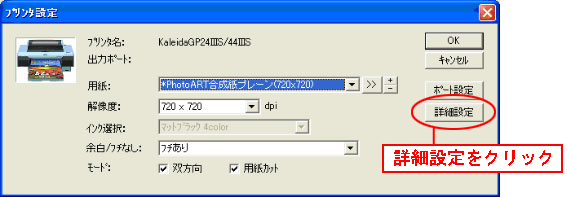 詳細設定をクリック